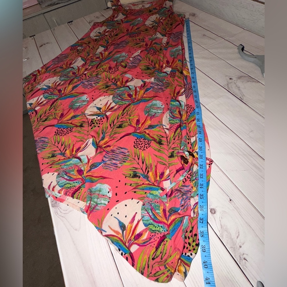 🌺 Water Lily Tropical Print Sleeveless Dress | Size Large Beach Vacation - Picture 5 of 7